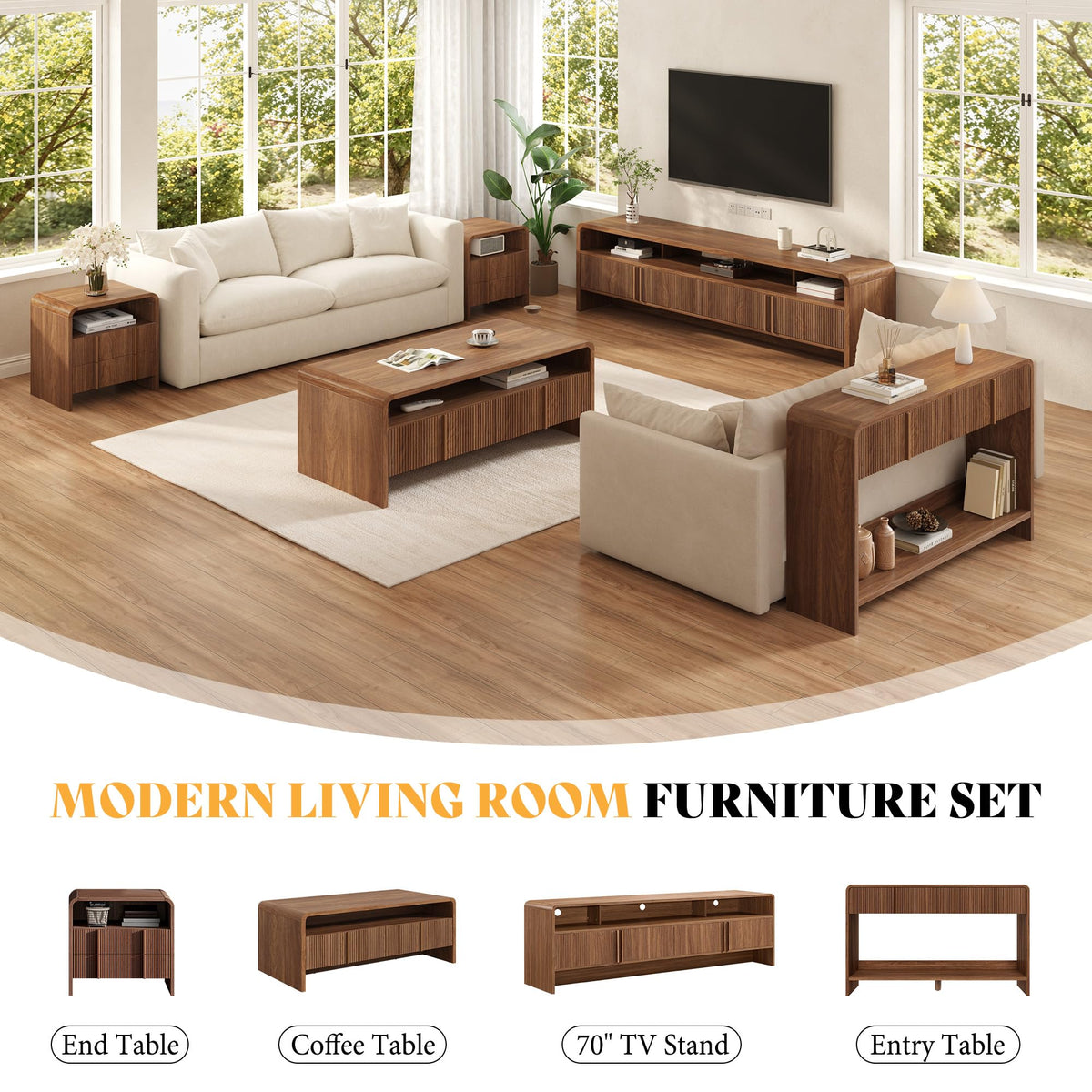 Fluted Coffee Table with Storage L41460