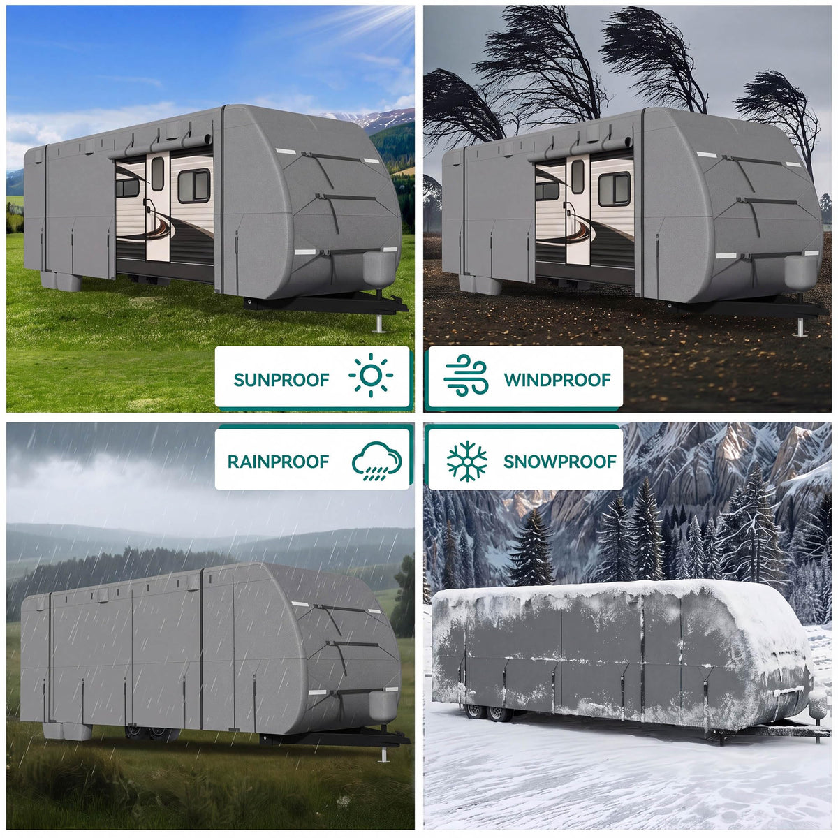24-27FT Travel Trailer Cover 9-Layers Non-Woven Fabric K380782