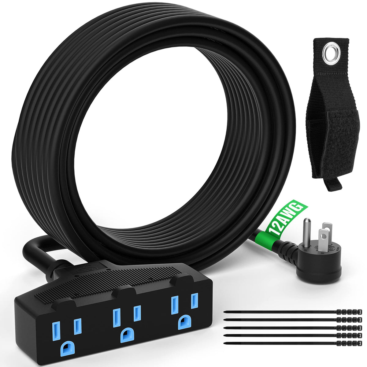 100 Ft 3 Outlet 12 Gauge Heavy Duty Outdoor Extension Cord F2336
