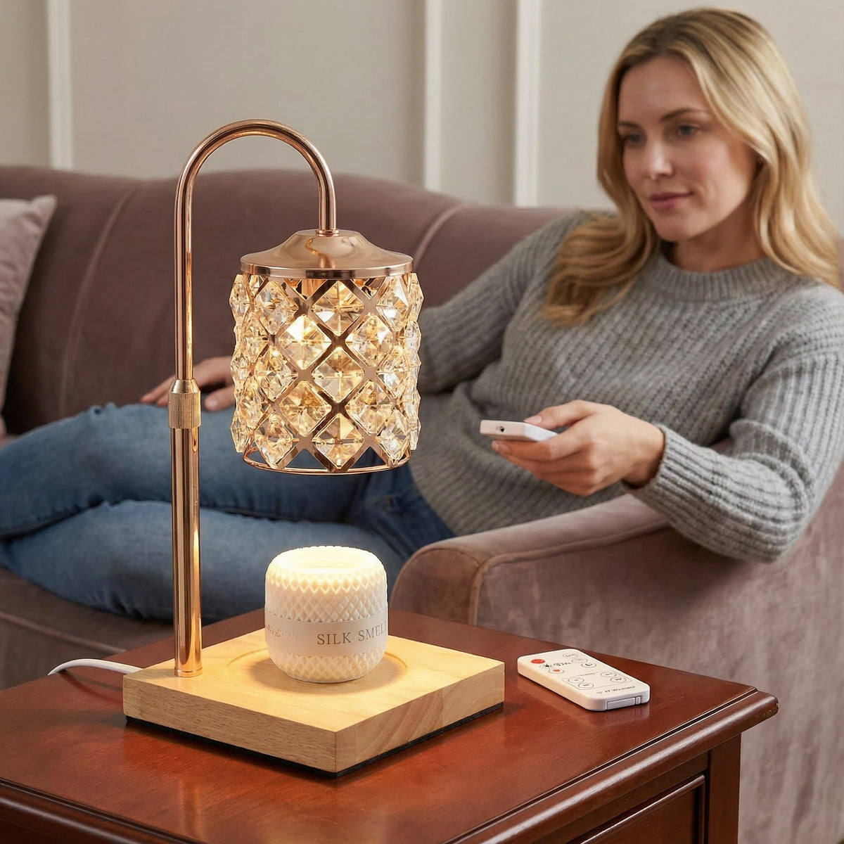 Dimmable Height Adjustable Candle Warmer Lamp with Timer and Remote X8776