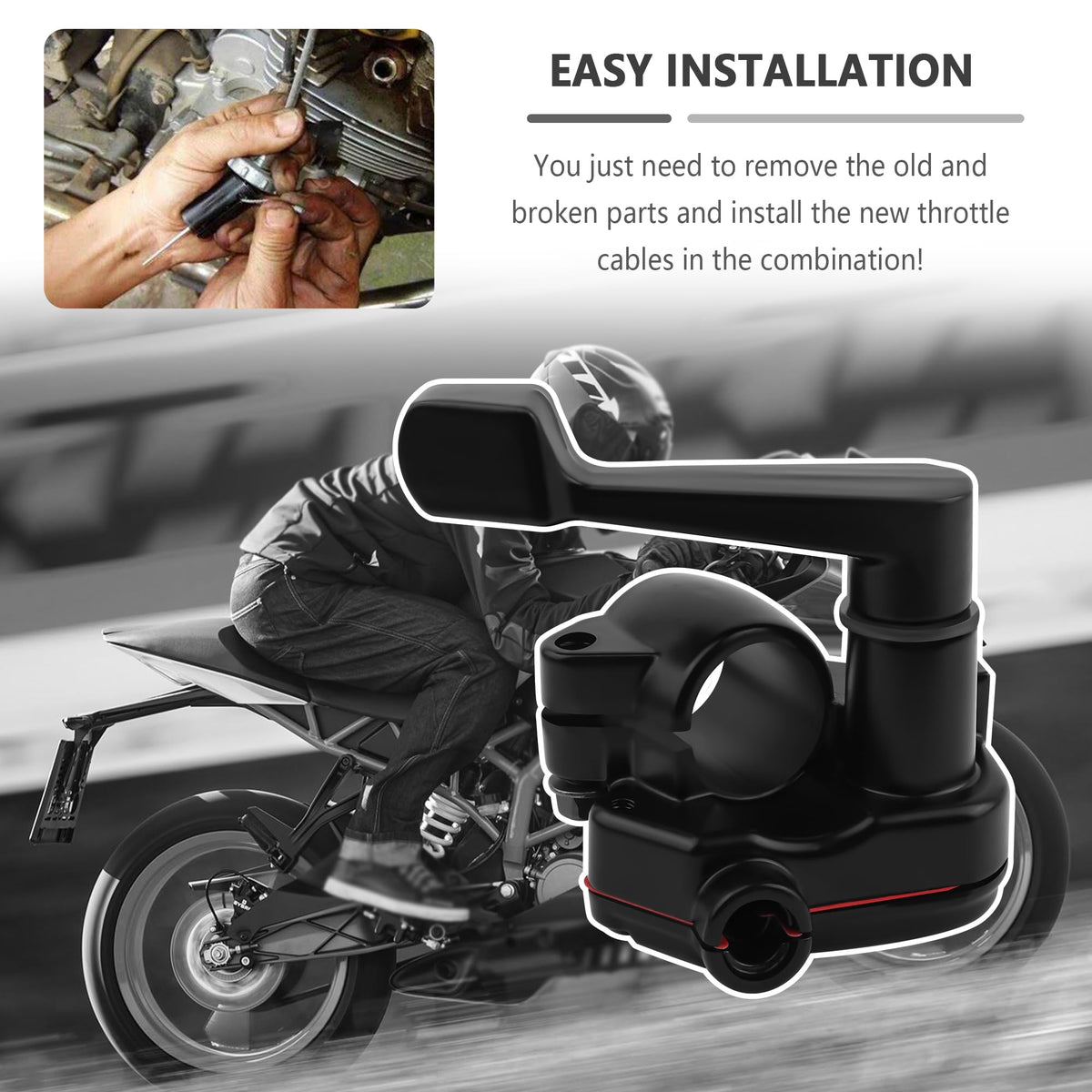 22mm Thumb Throttle Kit with Cable Aluminum Motorcycle ATV B622340