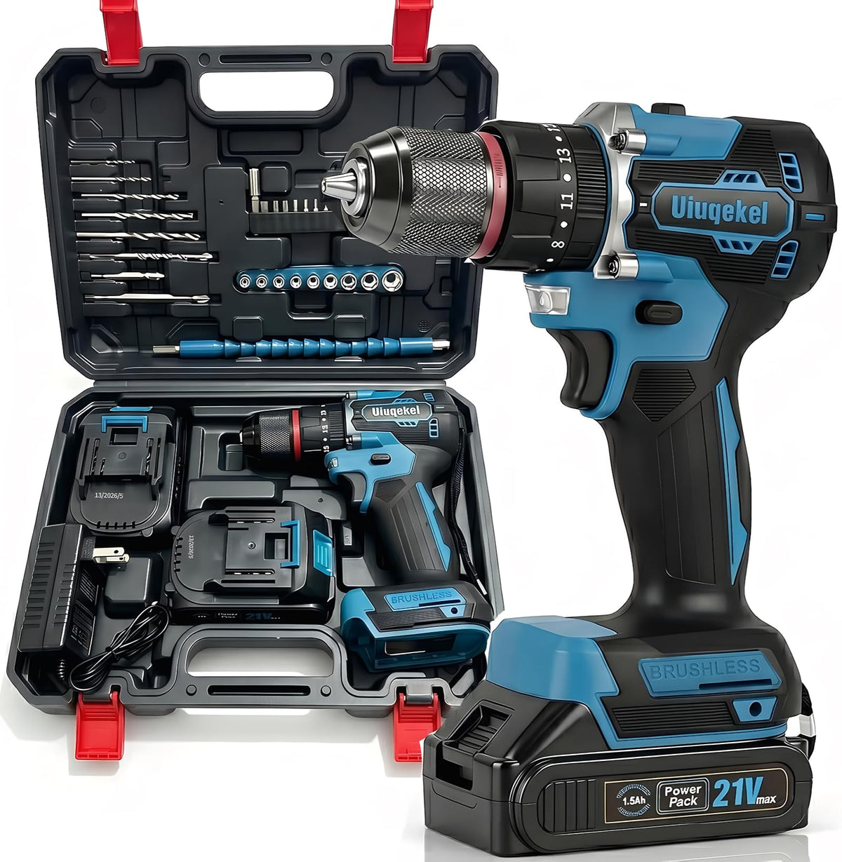 21V Brushless Cordless Drill Driver Kit with 2 Batteries & Charger P849969