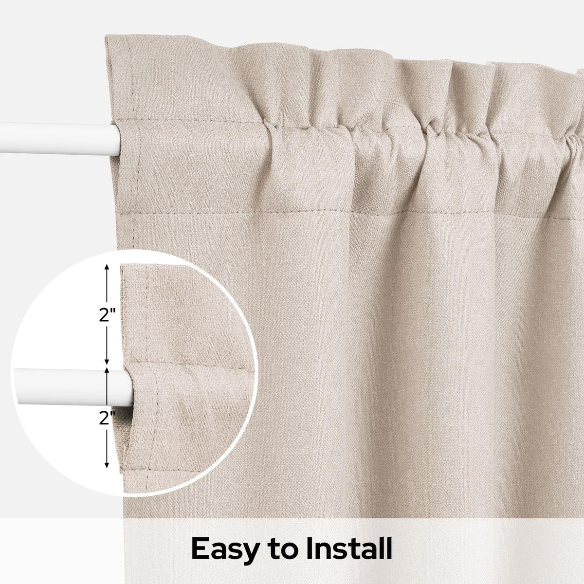 100% Blackout Linen Door Curtains 26x72 Inch J272693