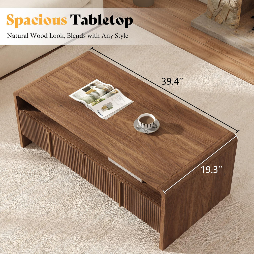 Fluted Coffee Table with Storage L41460