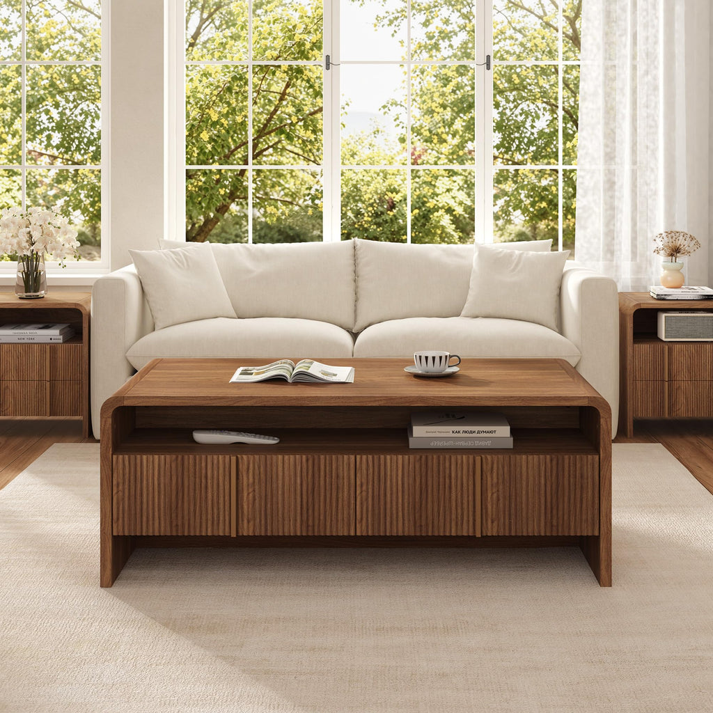Fluted Coffee Table with Storage L41460