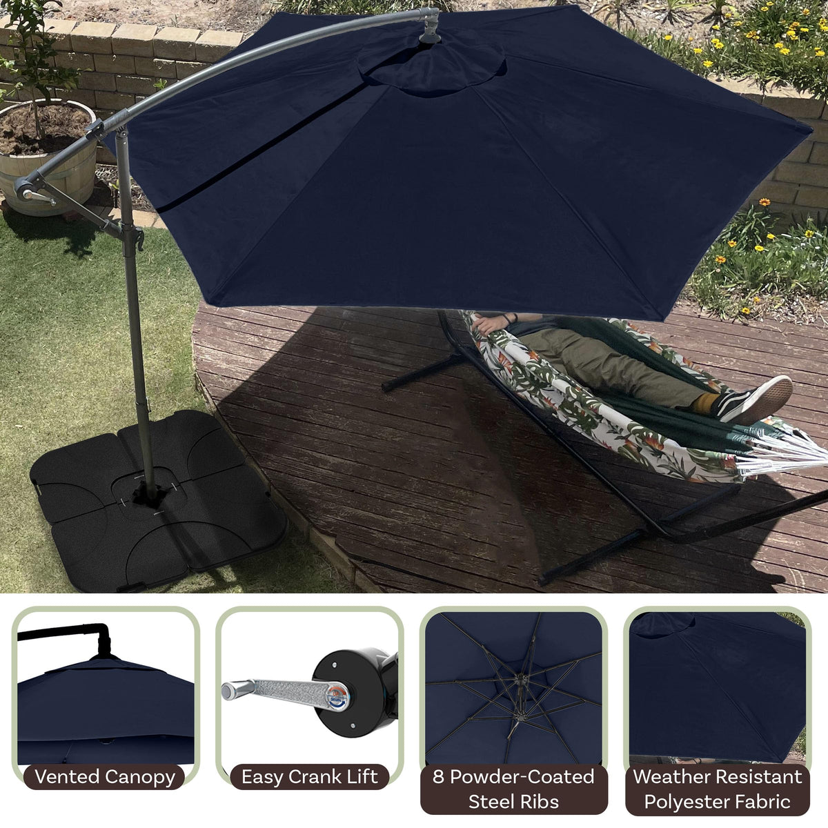 10 Ft Offset Cantilever Patio Umbrella with Cross Base B5609