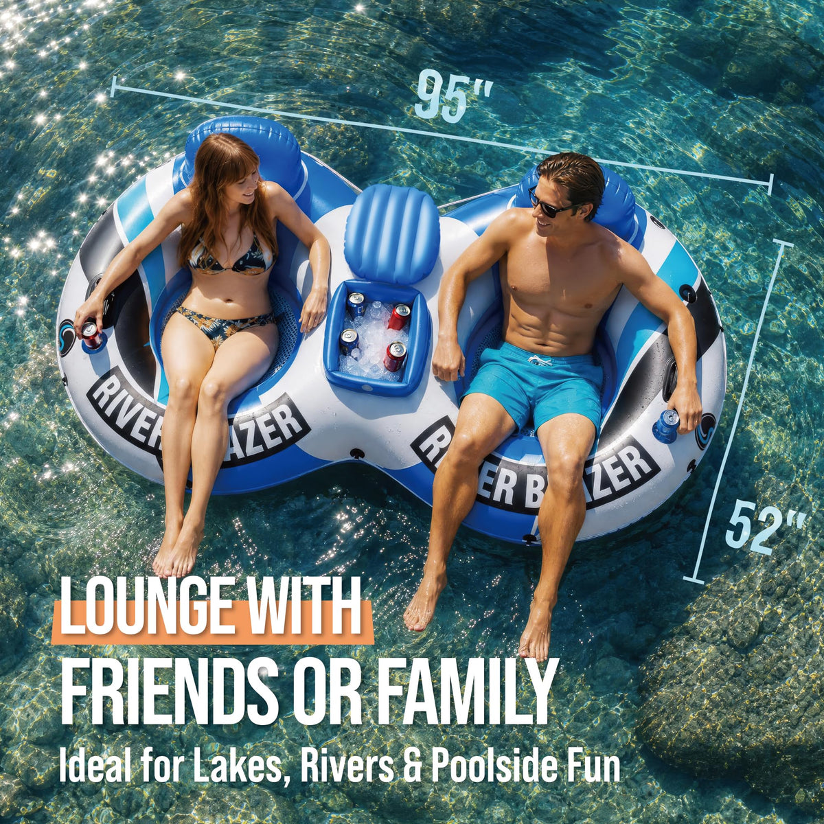Heavy Duty Inflatable River Tube Float with 2 Cup Holders T512457