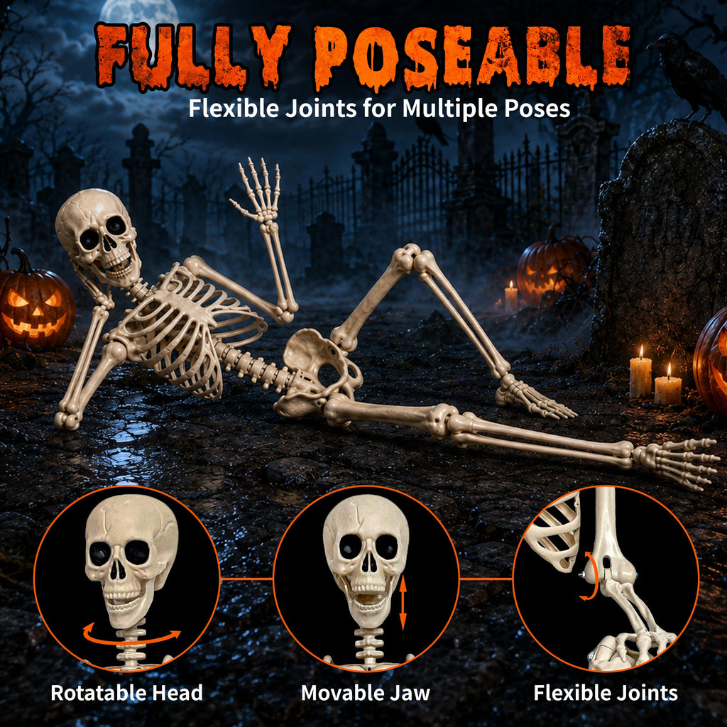 2 Pack 5.4ft Life Size Skeleton with Movable Joints M1610