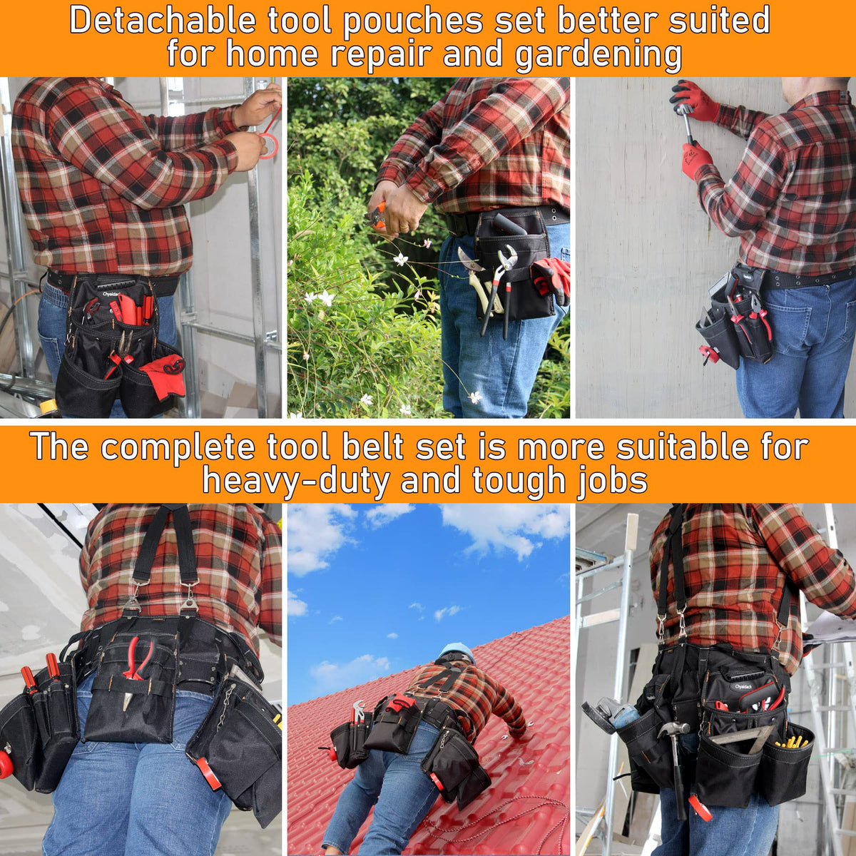 16-Pockets Adjustable Tool Belts with Suspenders C41101