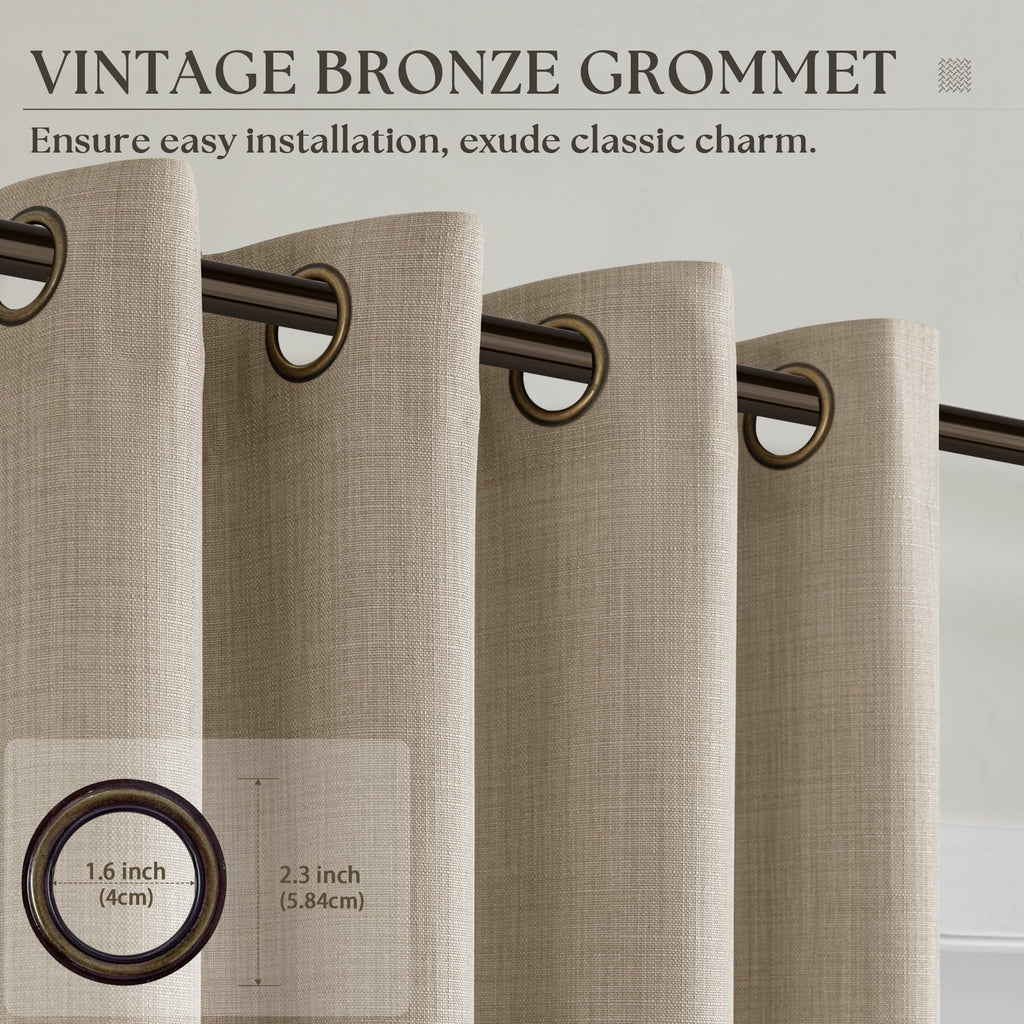 Taupe Linen Textured Grommet Curtains A11367