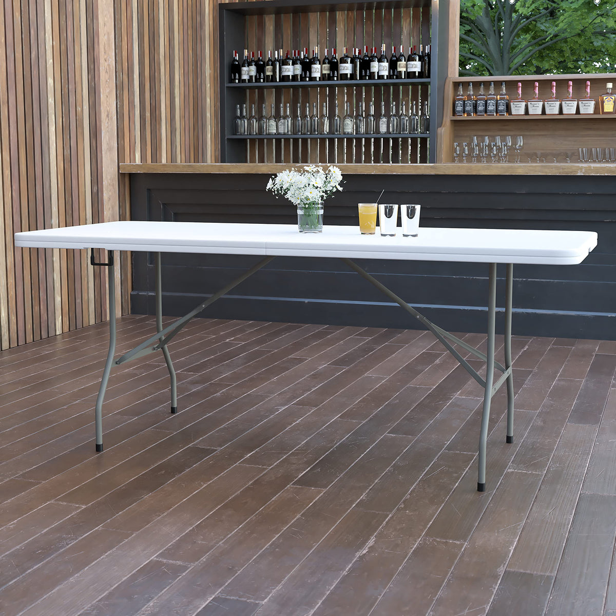 6-Foot Bi-Fold Granite White Plastic Folding Table F957