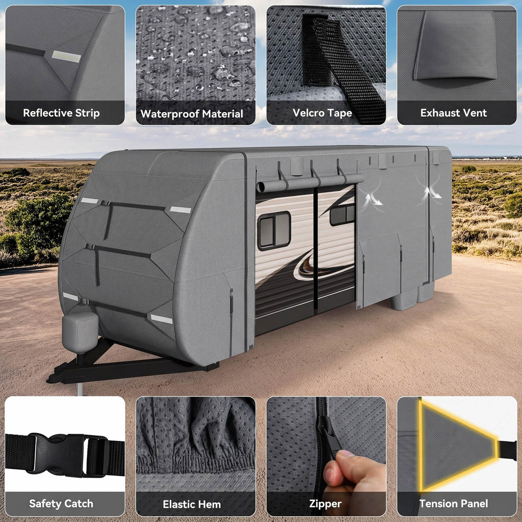 24-27FT Travel Trailer Cover 9-Layers Non-Woven Fabric K380782