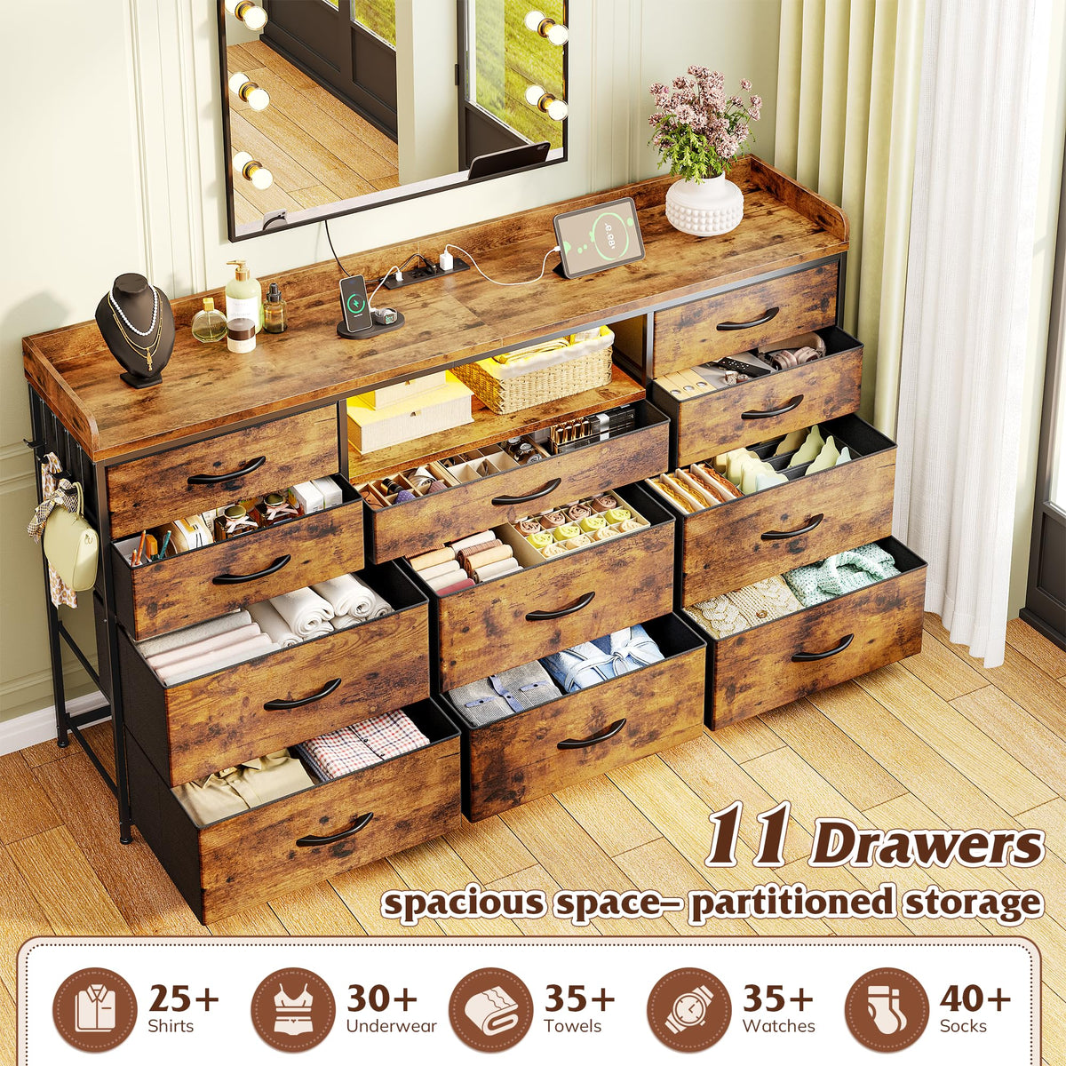 Brown 11 Drawer Dresser Z735121