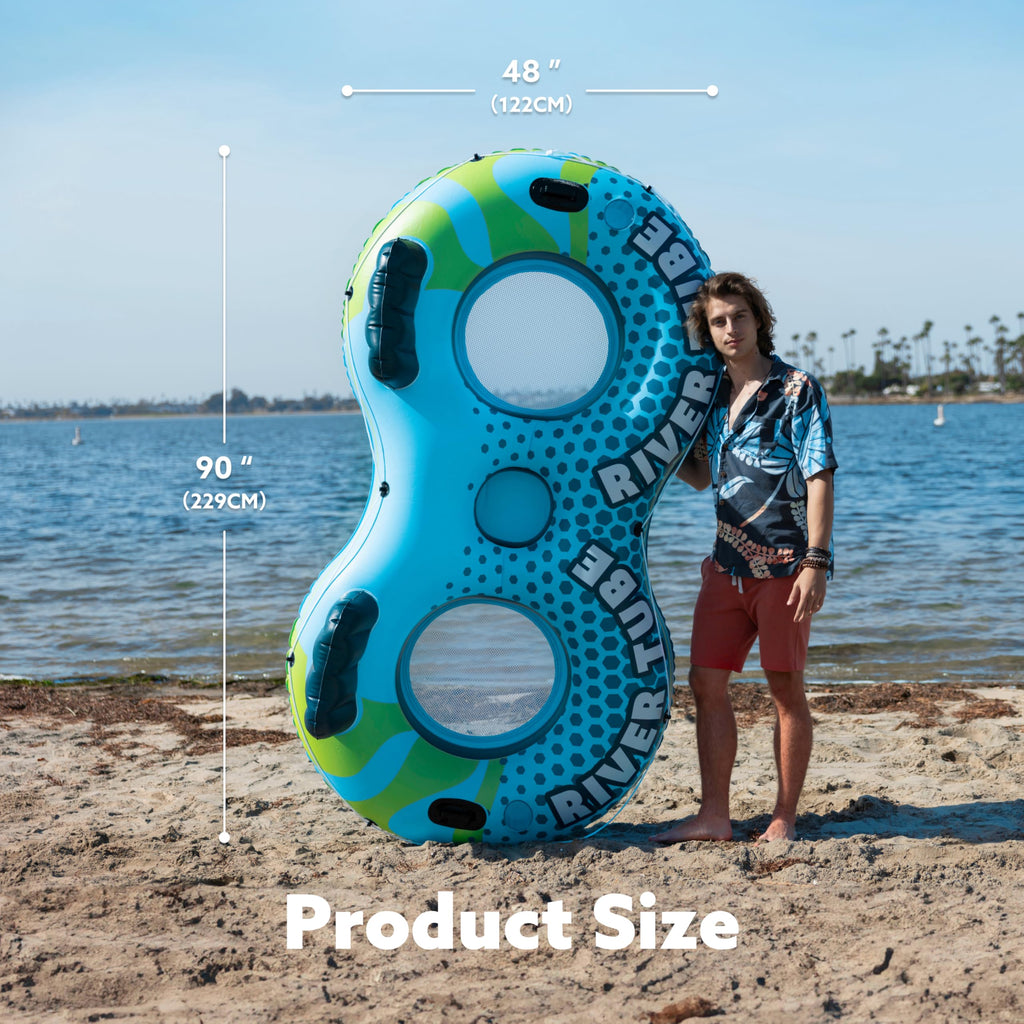 2-Person Inflatable River Tube with 2 Cup Holders & Removable Cooler X386