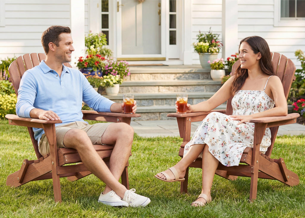 Wooden Folding Adirondack Chair Set of 2 I2784