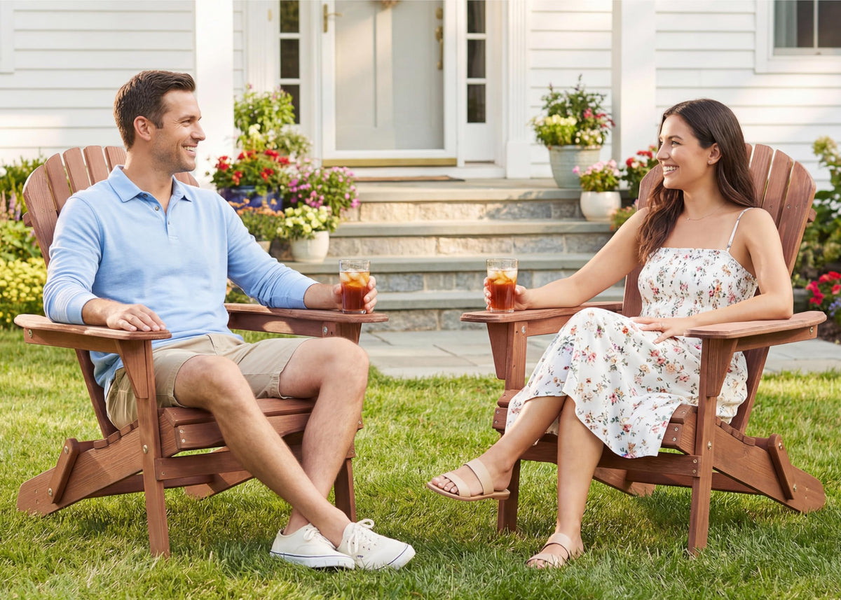Wooden Folding Adirondack Chair Set of 2 I2784