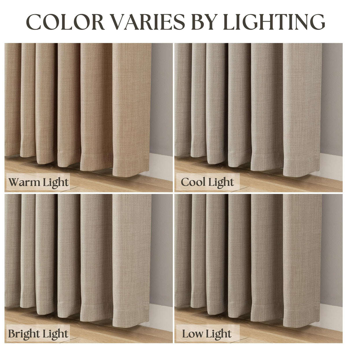 Taupe Linen Textured Grommet Curtains A11367