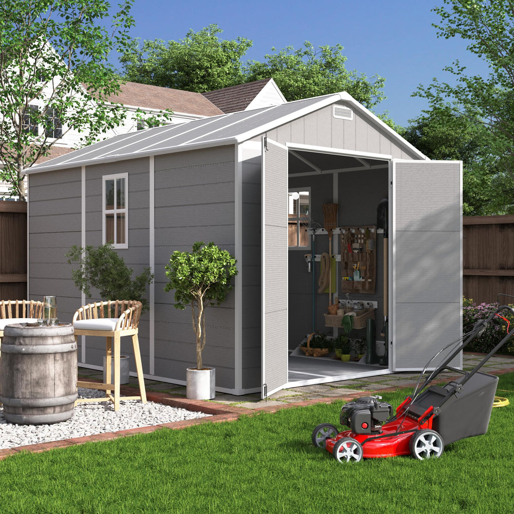 Plastic Storage Shed 7.5x10FT Grey White C635