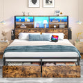 Queen Bed Frame with Storage Headboard and 2 Drawers G9653