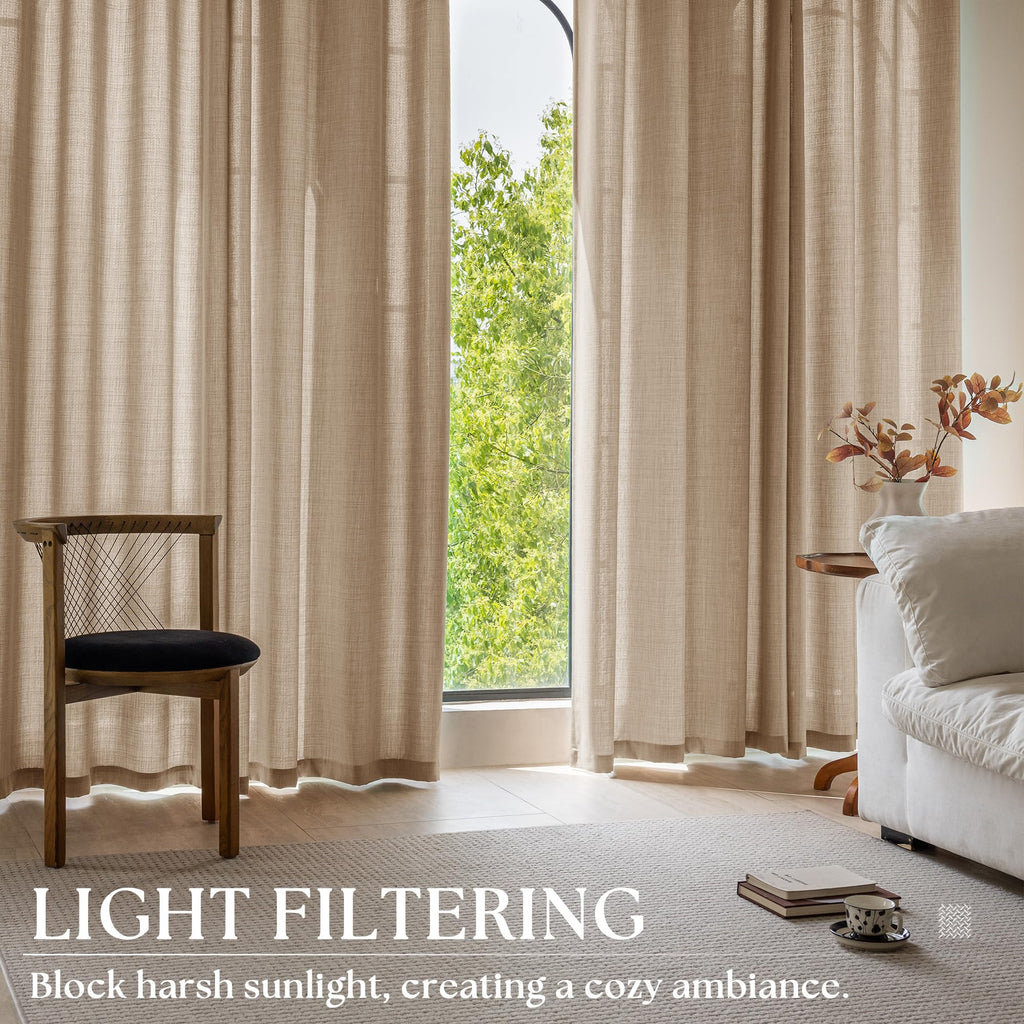 Taupe Linen Textured Grommet Curtains A11367
